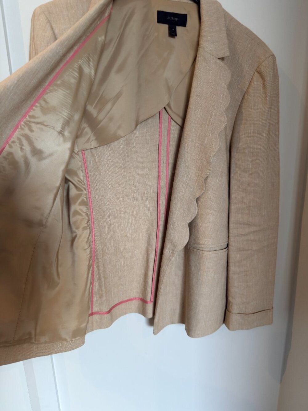 J CREW - Womens - Linen Scalloped Blazer - Size 14 - Picture 7 of 7